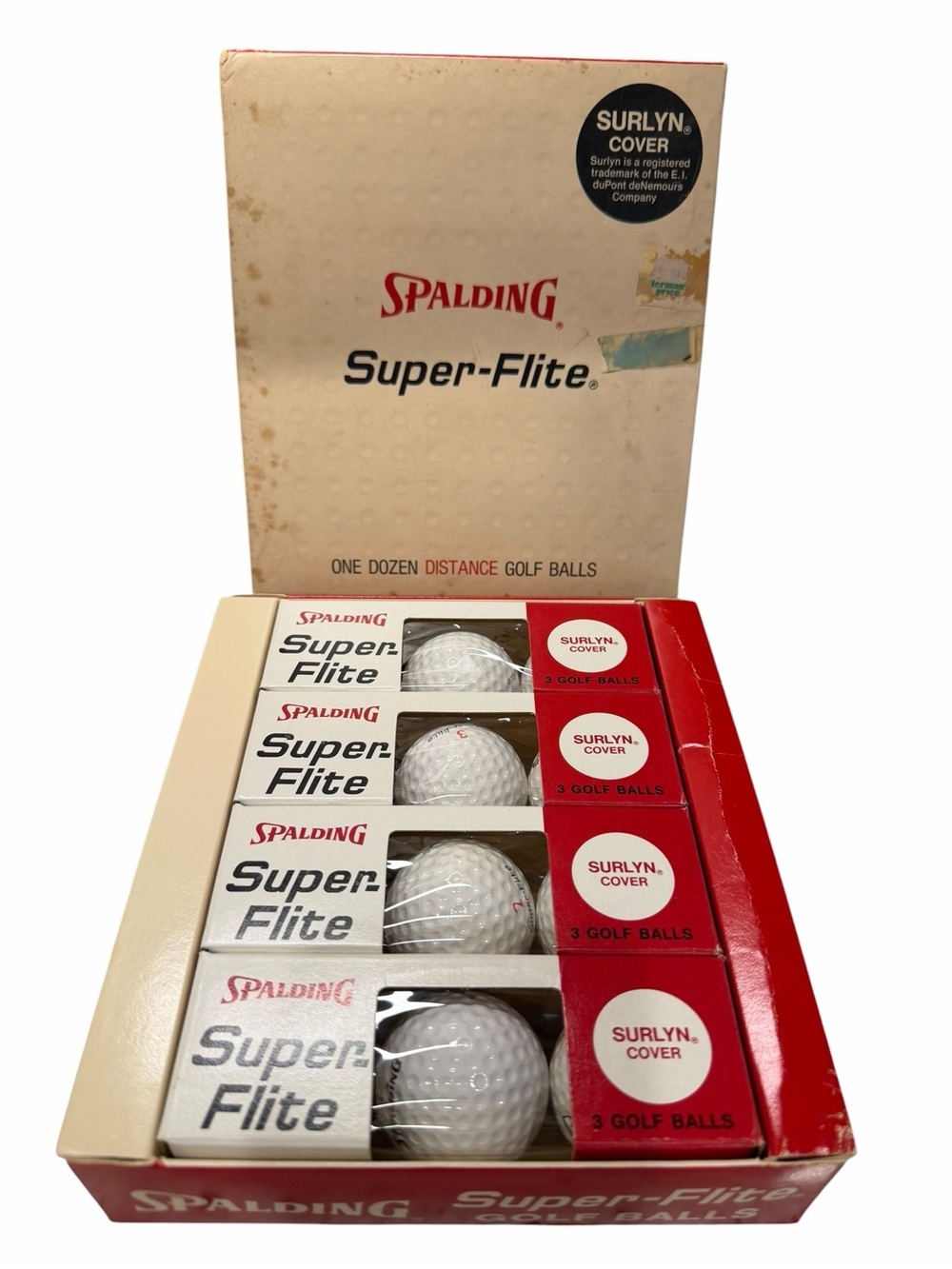 Vintage Dozen Pack of Spalding Super-Flite Golf Balls Surlyn cover NIB